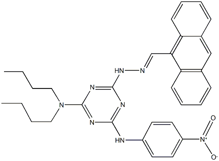 9-anthracenecarbaldehyde (4-(dibutylamino)-6-{4-nitroanilino}-1,3,5-triazin-2-yl)hydrazone Struktur