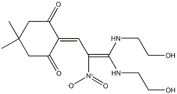 2-{3,3-bis[(2-hydroxyethyl)amino]-2-nitro-2-propenylidene}-5,5-dimethyl-1,3-cyclohexanedione Struktur