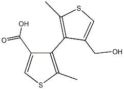 3'-(hydroxymethyl)-5,5'-dimethyl-4,4'-bithiophene-3-carboxylic acid Struktur