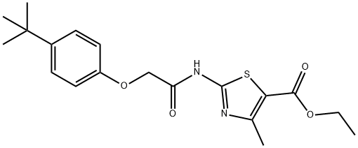 ethyl 2-{[(4-tert-butylphenoxy)acetyl]amino}-4-methyl-1,3-thiazole-5-carboxylate Struktur