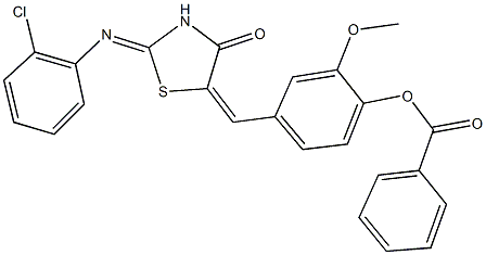 4-({2-[(2-chlorophenyl)imino]-4-oxo-1,3-thiazolidin-5-ylidene}methyl)-2-methoxyphenyl benzoate Struktur