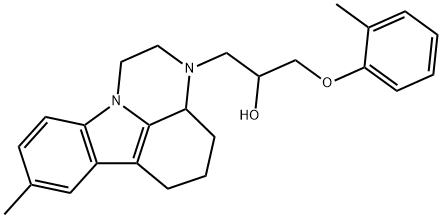 1-(8-methyl-1,2,3a,4,5,6-hexahydro-3H-pyrazino[3,2,1-jk]carbazol-3-yl)-3-(2-methylphenoxy)-2-propanol Structure