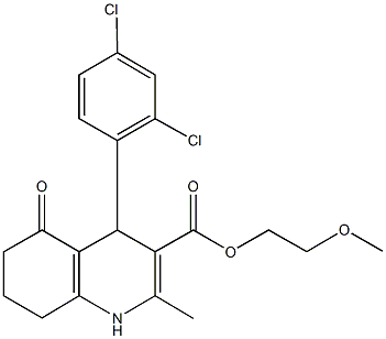2-methoxyethyl 4-(2,4-dichlorophenyl)-2-methyl-5-oxo-1,4,5,6,7,8-hexahydro-3-quinolinecarboxylate Struktur