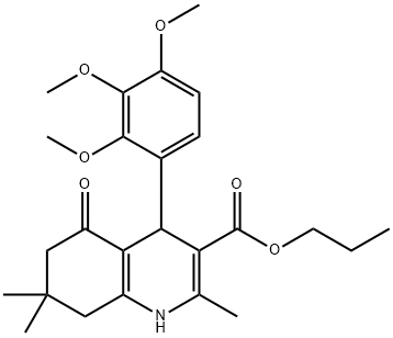 propyl 2,7,7-trimethyl-5-oxo-4-[2,3,4-tris(methyloxy)phenyl]-1,4,5,6,7,8-hexahydroquinoline-3-carboxylate Structure