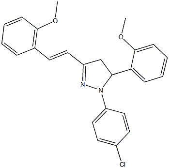 1-(4-chlorophenyl)-5-(2-methoxyphenyl)-3-[2-(2-methoxyphenyl)vinyl]-4,5-dihydro-1H-pyrazole Struktur