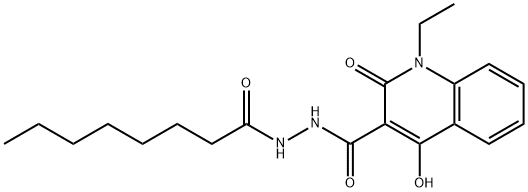 1-ethyl-4-hydroxy-N'-octanoyl-2-oxo-1,2-dihydroquinoline-3-carbohydrazide Struktur