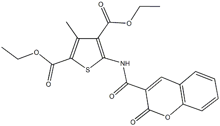 diethyl 3-methyl-5-{[(2-oxo-2H-chromen-3-yl)carbonyl]amino}-2,4-thiophenedicarboxylate Structure