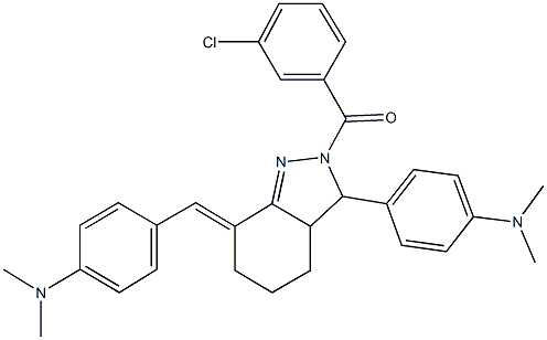 4-{2-(3-chlorobenzoyl)-7-[4-(dimethylamino)benzylidene]-3,3a,4,5,6,7-hexahydro-2H-indazol-3-yl}-N,N-dimethylaniline Struktur
