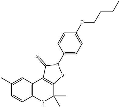 2-(4-butoxyphenyl)-4,4,8-trimethyl-4,5-dihydroisothiazolo[5,4-c]quinoline-1(2H)-thione Struktur