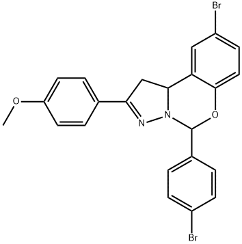 4-[9-bromo-5-(4-bromophenyl)-1,10b-dihydropyrazolo[1,5-c][1,3]benzoxazin-2-yl]phenyl methyl ether Struktur