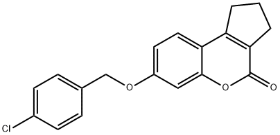 7-[(4-chlorobenzyl)oxy]-2,3-dihydrocyclopenta[c]chromen-4(1H)-one Struktur