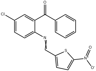 {5-chloro-2-[({5-nitro-2-thienyl}methylene)amino]phenyl}(phenyl)methanone Struktur
