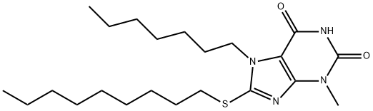 7-heptyl-3-methyl-8-(nonylsulfanyl)-3,7-dihydro-1H-purine-2,6-dione Struktur