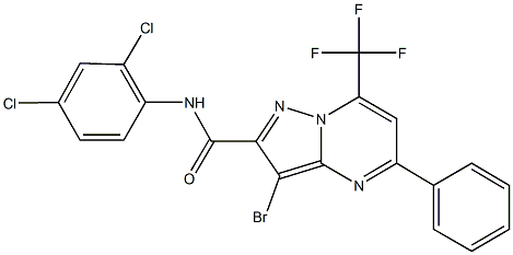 3-bromo-N-(2,4-dichlorophenyl)-5-phenyl-7-(trifluoromethyl)pyrazolo[1,5-a]pyrimidine-2-carboxamide Struktur
