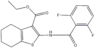 ethyl 2-[(2,6-difluorobenzoyl)amino]-4,5,6,7-tetrahydro-1-benzothiophene-3-carboxylate Struktur
