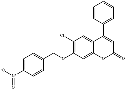 6-chloro-7-({4-nitrobenzyl}oxy)-4-phenyl-2H-chromen-2-one Struktur