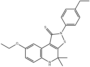 8-ethoxy-2-(4-ethylphenyl)-4,4-dimethyl-4,5-dihydroisothiazolo[5,4-c]quinoline-1(2H)-thione Struktur