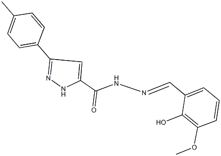 N'-(2-hydroxy-3-methoxybenzylidene)-3-(4-methylphenyl)-1H-pyrazole-5-carbohydrazide Struktur