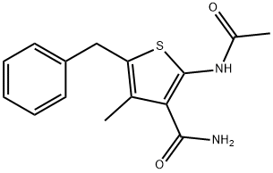 2-(acetylamino)-5-benzyl-4-methyl-3-thiophenecarboxamide Struktur