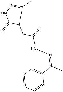 2-(3-methyl-5-oxo-4,5-dihydro-1H-pyrazol-4-yl)-N'-(1-phenylethylidene)acetohydrazide Struktur