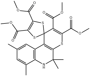 tetramethyl 5',5',7',9'-tetramethyl-5',6'-dihydrospiro(1,3-dithiole-2,1'-[1'H]-thiopyrano[2,3-c]quinoline)-2',3',4,5-tetracarboxylate Struktur