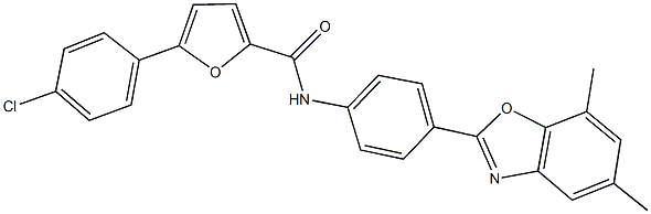5-(4-chlorophenyl)-N-[4-(5,7-dimethyl-1,3-benzoxazol-2-yl)phenyl]furan-2-carboxamide Struktur