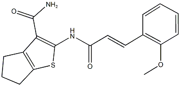 2-{[3-(2-methoxyphenyl)acryloyl]amino}-5,6-dihydro-4H-cyclopenta[b]thiophene-3-carboxamide Struktur
