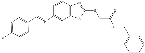 N-benzyl-2-({6-[(4-chlorobenzylidene)amino]-1,3-benzothiazol-2-yl}sulfanyl)acetamide Struktur