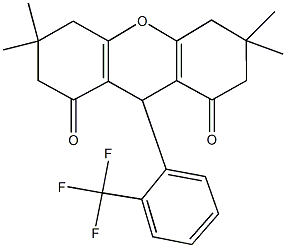 3,3,6,6-tetramethyl-9-[2-(trifluoromethyl)phenyl]-3,4,5,6,7,9-hexahydro-1H-xanthene-1,8(2H)-dione Struktur