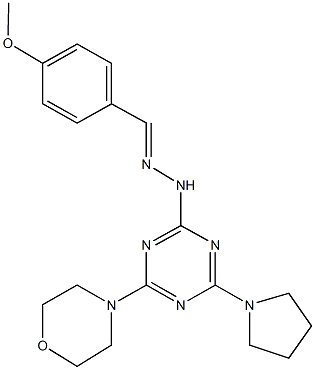 4-methoxybenzaldehyde [4-(4-morpholinyl)-6-(1-pyrrolidinyl)-1,3,5-triazin-2-yl]hydrazone Struktur