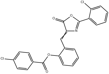 2-[(2-(2-chlorophenyl)-5-oxo-1,3-oxazol-4(5H)-ylidene)methyl]phenyl 4-chlorobenzoate Struktur