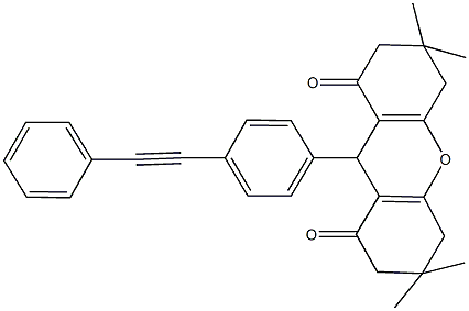 3,3,6,6-tetramethyl-9-[4-(phenylethynyl)phenyl]-3,4,5,6,7,9-hexahydro-1H-xanthene-1,8(2H)-dione Struktur