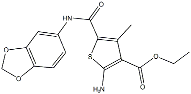 ethyl 2-amino-5-[(1,3-benzodioxol-5-ylamino)carbonyl]-4-methyl-3-thiophenecarboxylate Struktur