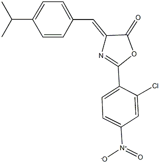 2-{2-chloro-4-nitrophenyl}-4-(4-isopropylbenzylidene)-1,3-oxazol-5(4H)-one Struktur