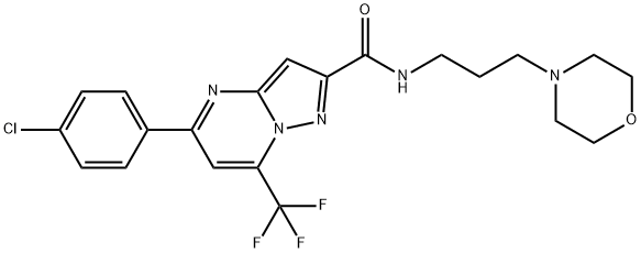 5-(4-chlorophenyl)-N-[3-(4-morpholinyl)propyl]-7-(trifluoromethyl)pyrazolo[1,5-a]pyrimidine-2-carboxamide Struktur