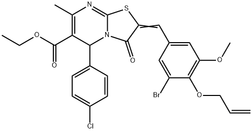 ethyl 2-[4-(allyloxy)-3-bromo-5-methoxybenzylidene]-5-(4-chlorophenyl)-7-methyl-3-oxo-2,3-dihydro-5H-[1,3]thiazolo[3,2-a]pyrimidine-6-carboxylate Struktur