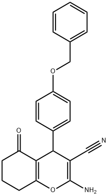 2-amino-4-[4-(benzyloxy)phenyl]-5-oxo-5,6,7,8-tetrahydro-4H-chromene-3-carbonitrile Struktur