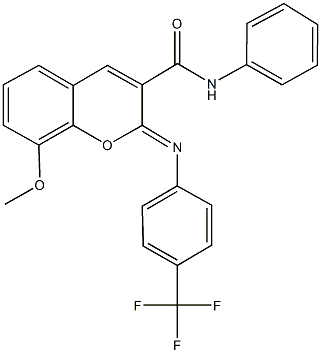 8-methoxy-N-phenyl-2-{[4-(trifluoromethyl)phenyl]imino}-2H-chromene-3-carboxamide Struktur