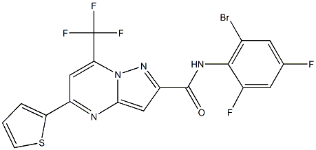 N-(2-bromo-4,6-difluorophenyl)-5-(2-thienyl)-7-(trifluoromethyl)pyrazolo[1,5-a]pyrimidine-2-carboxamide Struktur