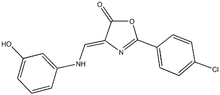 2-(4-chlorophenyl)-4-[(3-hydroxyanilino)methylene]-1,3-oxazol-5(4H)-one Struktur
