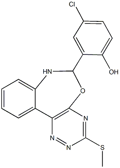 4-chloro-2-[3-(methylsulfanyl)-6,7-dihydro[1,2,4]triazino[5,6-d][3,1]benzoxazepin-6-yl]phenol Struktur