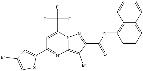 3-bromo-5-(4-bromo-2-thienyl)-N-(1-naphthyl)-7-(trifluoromethyl)pyrazolo[1,5-a]pyrimidine-2-carboxamide Struktur