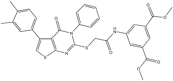 dimethyl 5-[({[5-(3,4-dimethylphenyl)-4-oxo-3-phenyl-3,4-dihydrothieno[2,3-d]pyrimidin-2-yl]sulfanyl}acetyl)amino]isophthalate Structure