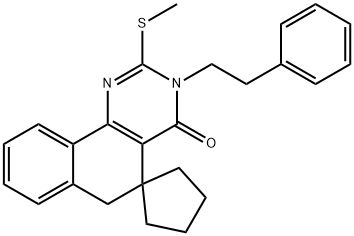 2-(methylsulfanyl)-3-(2-phenylethyl)-5,6-dihydrospiro(benzo[h]quinazoline-5,1'-cyclopentane)-4(3H)-one Struktur