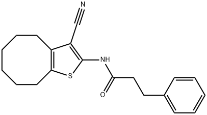 N-(3-cyano-4,5,6,7,8,9-hexahydrocycloocta[b]thien-2-yl)-3-phenylpropanamide Struktur