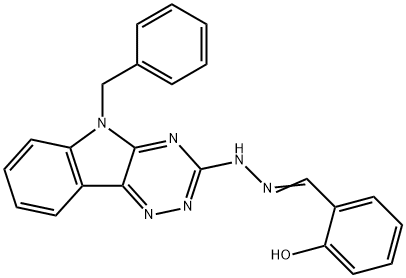 2-hydroxybenzaldehyde (5-benzyl-5H-[1,2,4]triazino[5,6-b]indol-3-yl)hydrazone Struktur