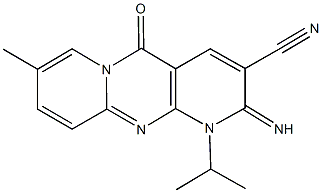 2-imino-1-isopropyl-8-methyl-5-oxo-1,5-dihydro-2H-dipyrido[1,2-a:2,3-d]pyrimidine-3-carbonitrile Struktur