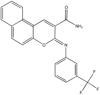 3-{[3-(trifluoromethyl)phenyl]imino}-3H-benzo[f]chromene-2-carboxamide Struktur