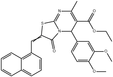 ethyl 5-(3,4-dimethoxyphenyl)-7-methyl-2-(1-naphthylmethylene)-3-oxo-2,3-dihydro-5H-[1,3]thiazolo[3,2-a]pyrimidine-6-carboxylate Struktur
