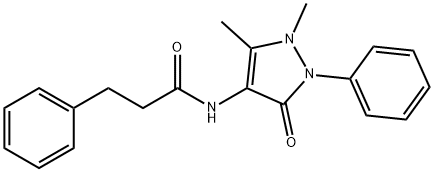 N-(1,5-dimethyl-3-oxo-2-phenyl-2,3-dihydro-1H-pyrazol-4-yl)-3-phenylpropanamide Struktur